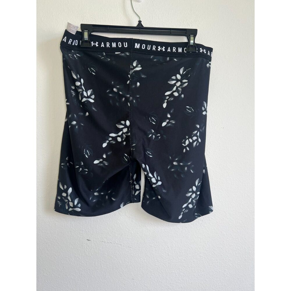 Under Armour Womens XL Compression Shorts Black Floral Biker Athletic Workout